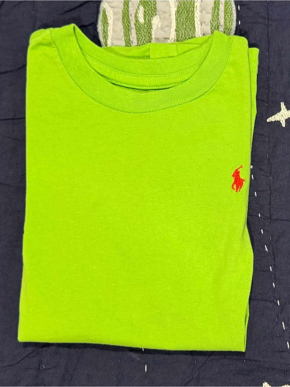 Ralph Lauren Neon Green Crewneck Tee with Red Pony